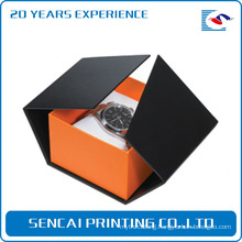 luxury wholesale black watch cardboard box with white pillow